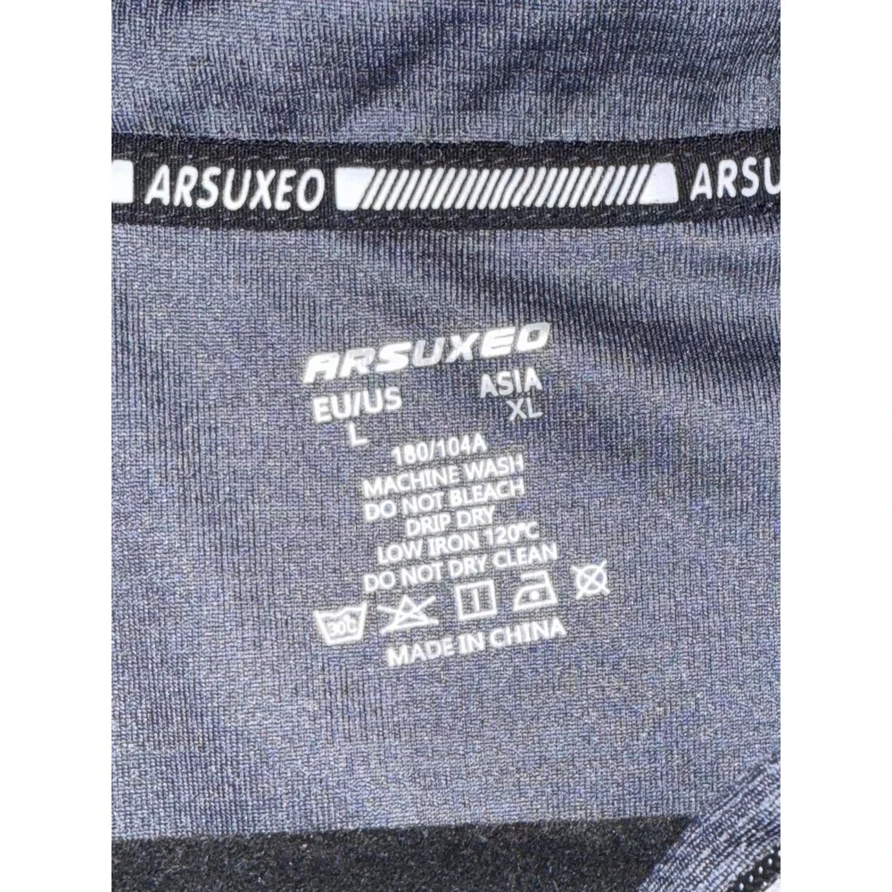 Arsuxeo Pullover Cycling Top Long Sleeve 1/2 Zip‎ Grey Men's Size Large